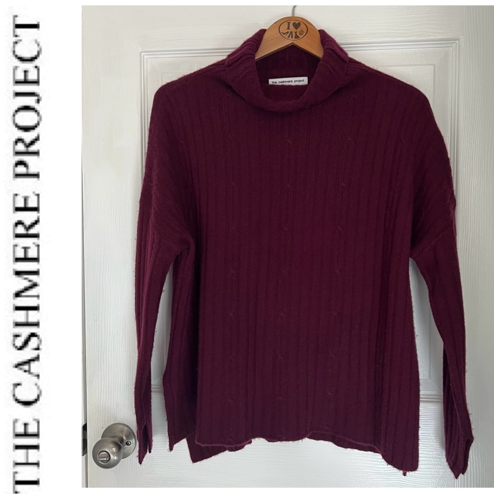 The Cashmere Project Womens
Pullover Sweater Burgundy Cable Small 100% Cashmere